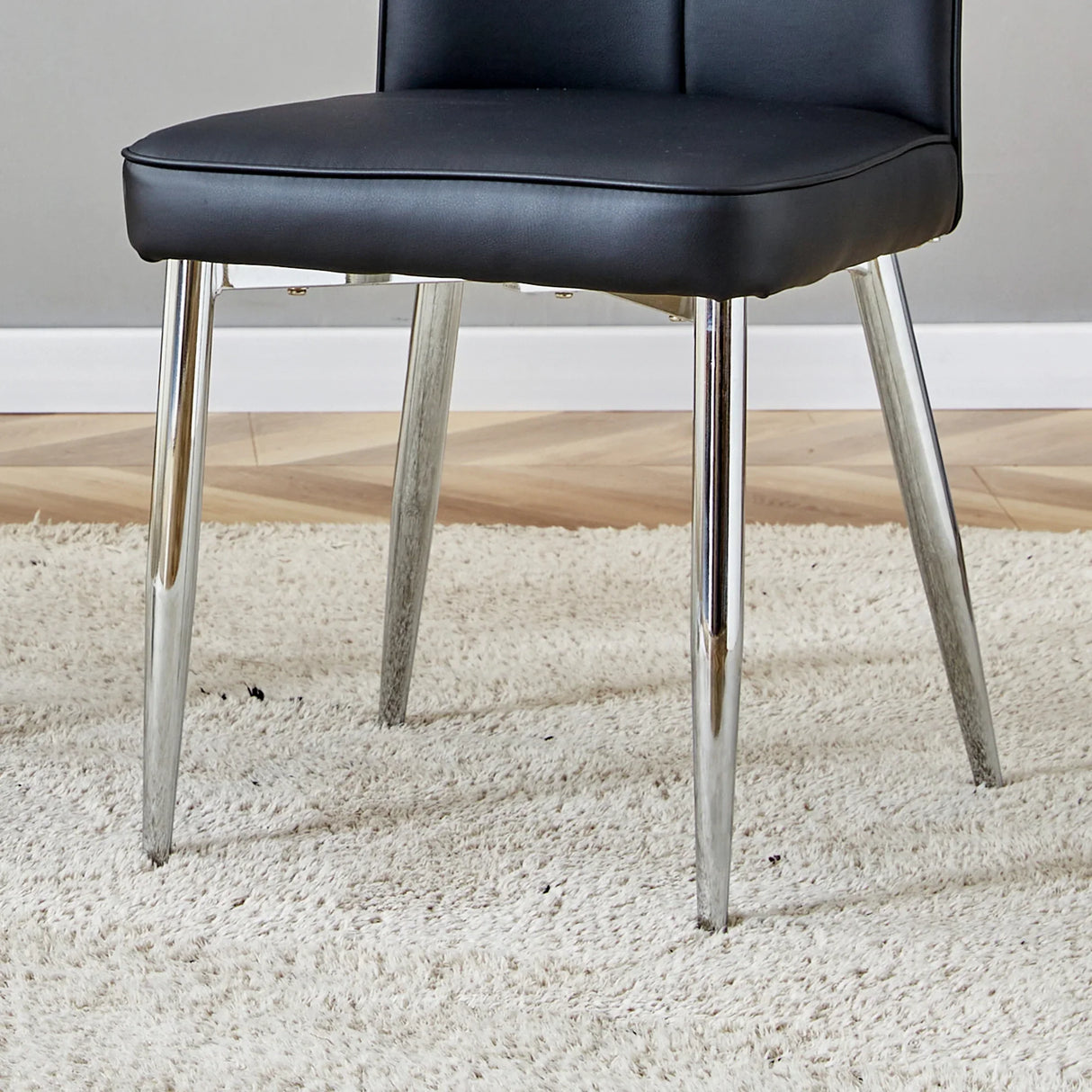 Dining Set Faux Marble Table With Black Chairs Silver - Furniture Home Direct