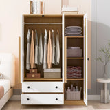 3 Doors Rattan Wardrobe Storage For Bedroom, With 2 Drawers - Furniture Home Direct