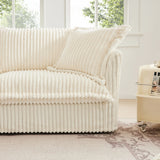 Corduroy Long Stationary Sofa - Cream - Furniture Home Direct