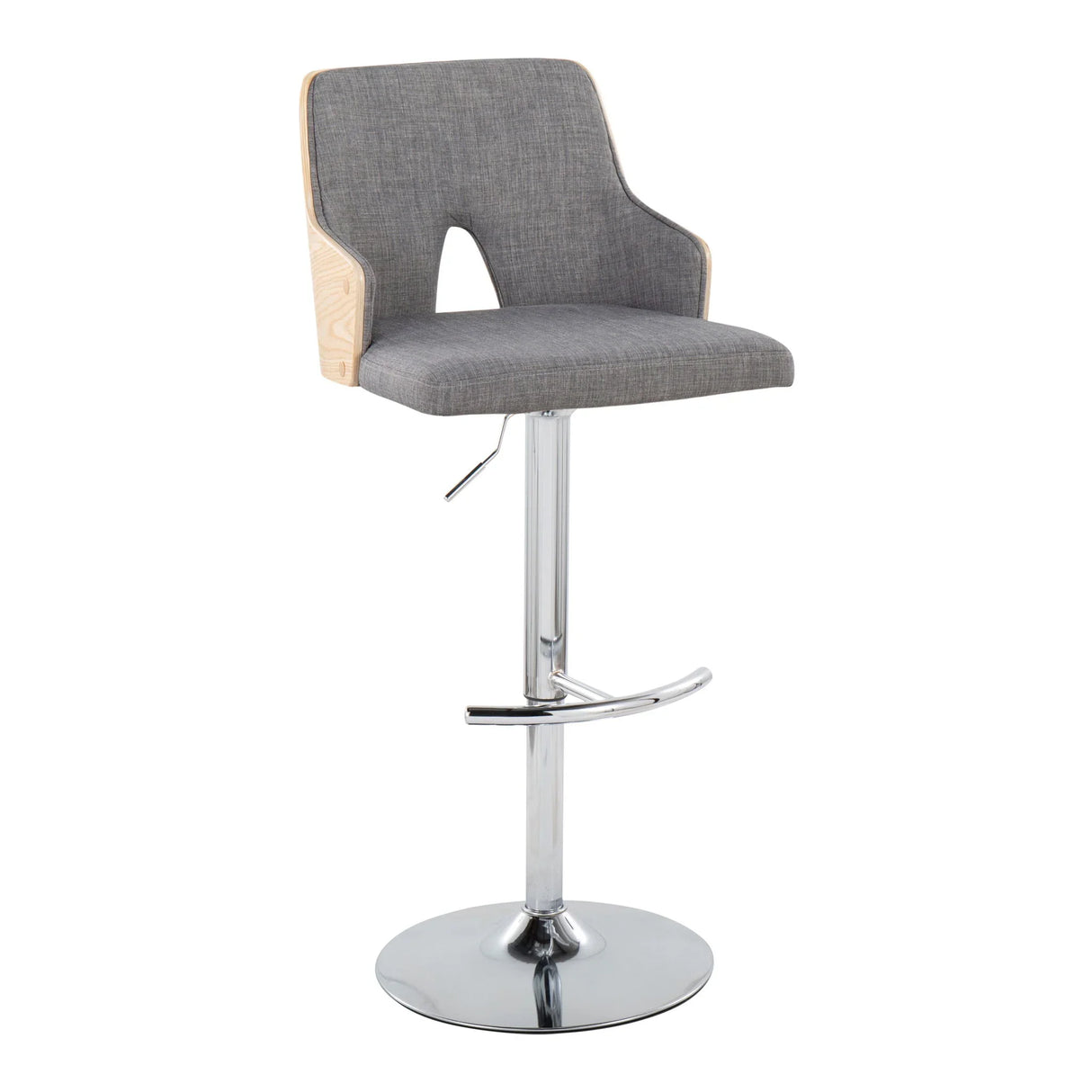 Stella - Contemporary Adjustable Barstool Stool With Swivel & Rounded T Footrest (Set of 2) - Furniture Home Direct