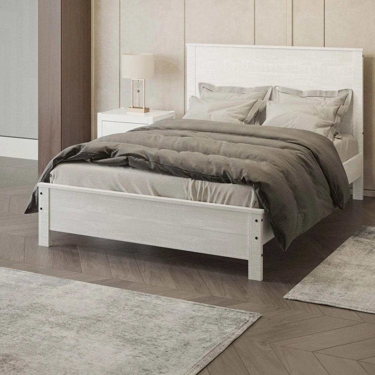 Albany - Bed Frame With Headboard, Heavy Duty Modern Rustic Design - Furniture Home Direct