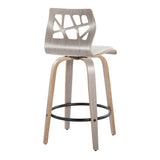 Folia - Contemporary Fixed Height Counter Stool With Swivel With Round Footrest (Set of 2) - Light Gray - Furniture Home Direct