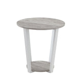 Elysian - Contemporary Round End Table With Shelf - Gray - Furniture Home Direct