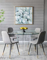 Large Modern Flower Oil Painting, SquareFrame Wall Art - Blue / Gray - Furniture Home Direct