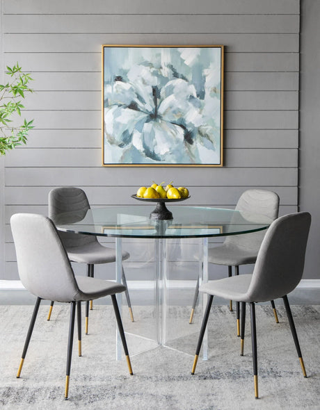 Large Modern Flower Oil Painting, SquareFrame Wall Art - Blue / Gray - Furniture Home Direct