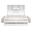 Queen Size Platform Bed With Storage Headboard And 8 Drawers - Gray - Furniture Home Direct