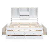 Queen Size Platform Bed With Storage Headboard And 8 Drawers - Gray - Furniture Home Direct