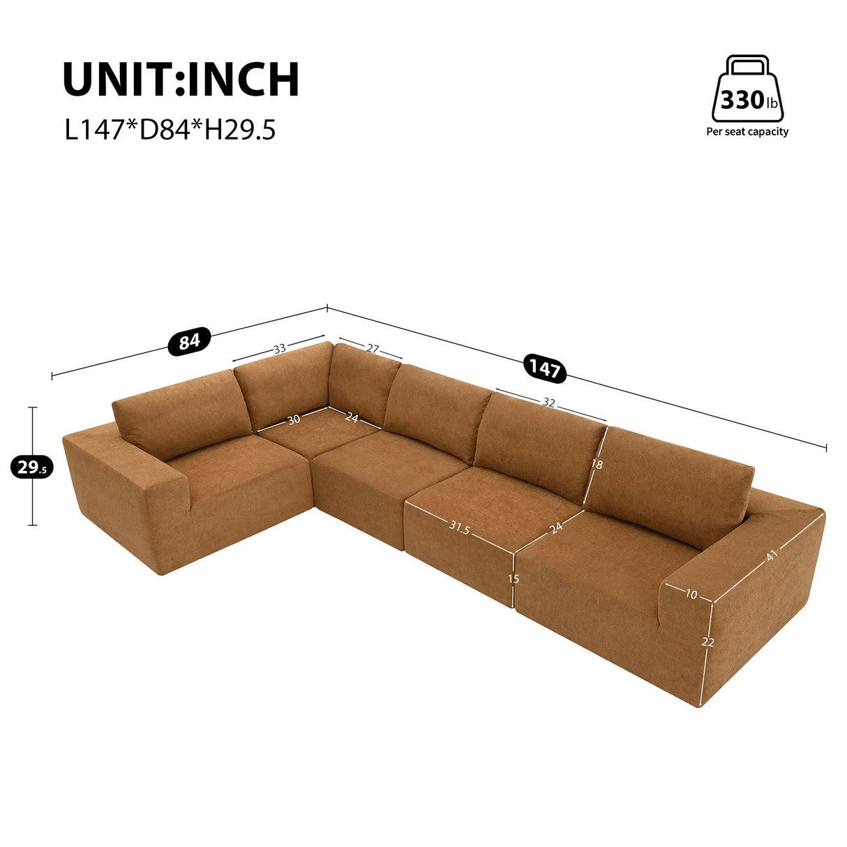 Modular Sectional With Wide Seat Free Combination L Shaped Couch Set Cloud Upholstered Minimalist Boneless Sofa - Furniture Home Direct