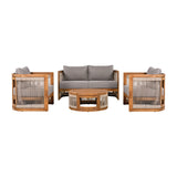 4 Piece Outdoor Set With Barrel Style Chairs - Brown - Furniture Home Direct