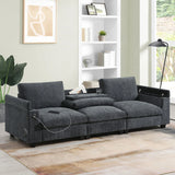 Sectional With Bluetooth Speaker Comfy Cloud Couch Set With Drop Down Table Cup Holders, USB Charger Storage Armrest Wide Seat Sofa - Furniture Home Direct