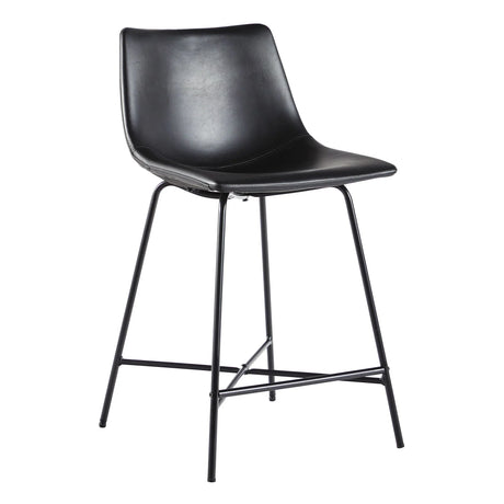 Modern Upholstered Counter Stool With Metal X Base (Set of 2) - Black - Furniture Home Direct