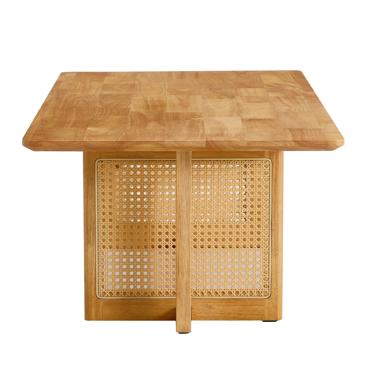 Coffee Table Solid Wood With Woven Rattan Panels Natural - Furniture Home Direct