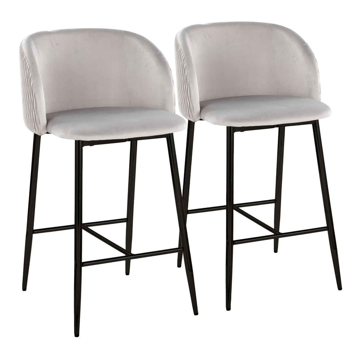 Fran - Pleated Waves Contemporary Fixed Height Counter Stool (Set of 2) - Furniture Home Direct