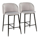 Fran - Pleated Waves Contemporary Fixed Height Counter Stool (Set of 2) - Furniture Home Direct