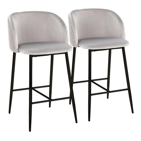 Fran - Pleated Waves Contemporary Fixed Height Counter Stool (Set of 2) - Furniture Home Direct