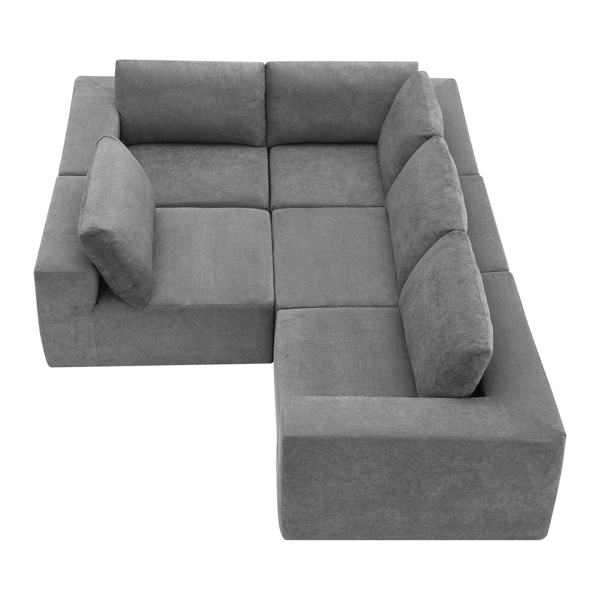 L Shaped Modular Sectional Sofa With Wide Seats Gray - Furniture Home Direct