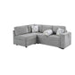 Convertible Sectional L-Shaped Sofa With Dual Pull-Out Sleepers, Flip-Top Table, USB Ports, Cup Holder & Storage - Furniture Home Direct
