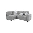 Convertible Sectional L-Shaped Sofa With Dual Pull-Out Sleepers, Flip-Top Table, USB Ports, Cup Holder & Storage - Furniture Home Direct