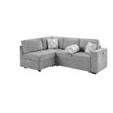 Convertible Sectional L-Shaped Sofa With Dual Pull-Out Sleepers, Flip-Top Table, USB Ports, Cup Holder & Storage - Furniture Home Direct