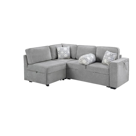 Convertible Sectional L-Shaped Sofa With Dual Pull-Out Sleepers, Flip-Top Table, USB Ports, Cup Holder & Storage - Furniture Home Direct