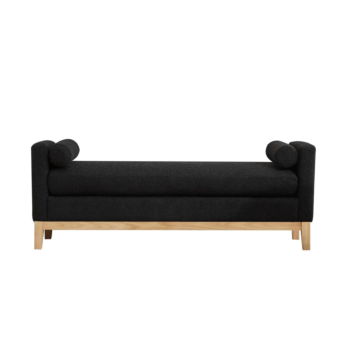 Elegant Upholstered Bench Daybed Ottoman With Bolster Pillows - Furniture Home Direct