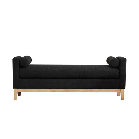 Elegant Upholstered Bench Daybed Ottoman With Bolster Pillows - Furniture Home Direct