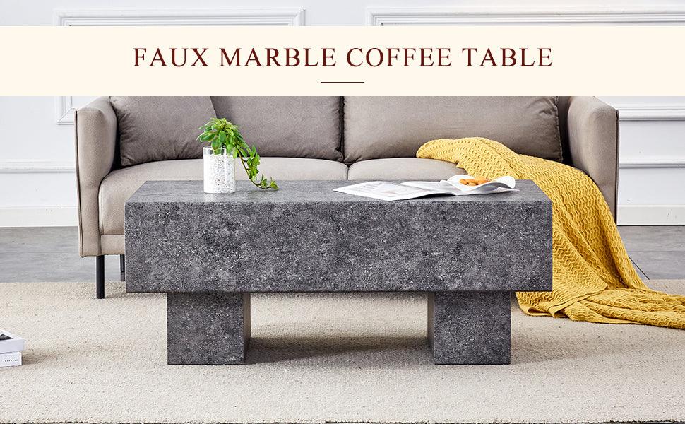 Coffee Table Modern Minimalist Stone Look MDF Textured Gray - Furniture Home Direct