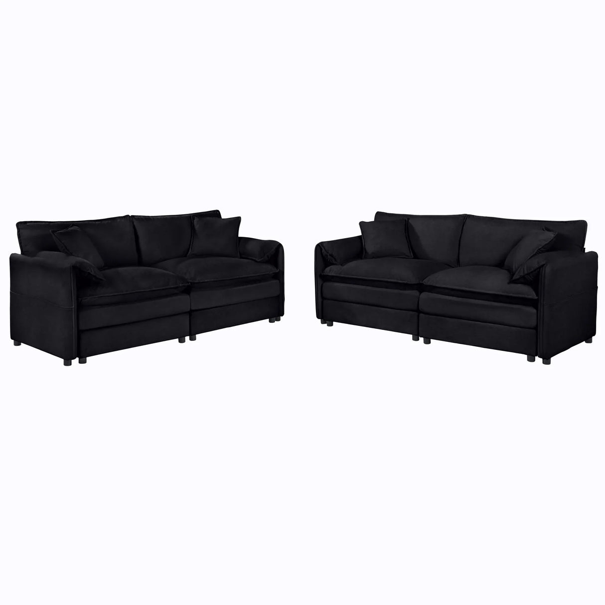 Modern Chenille Oversized Deep Seat Luxury 2 Piece Sofa Set With 4 Pillows - Furniture Home Direct
