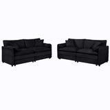 Modern Chenille Oversized Deep Seat Luxury 2 Piece Sofa Set With 4 Pillows - Furniture Home Direct