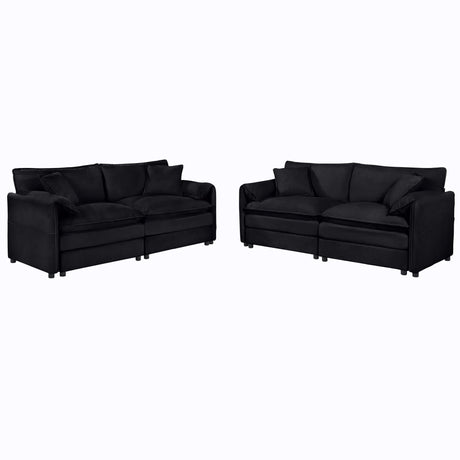 Modern Chenille Oversized Deep Seat Luxury 2 Piece Sofa Set With 4 Pillows - Furniture Home Direct