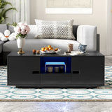 Modern High Glossy Rectangle Coffee Table With 16 Color LED Lights For Living Room - Furniture Home Direct