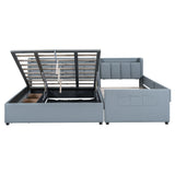Platform Bed Upholstered Storage Hydraulic Drawers Gray - Furniture Home Direct