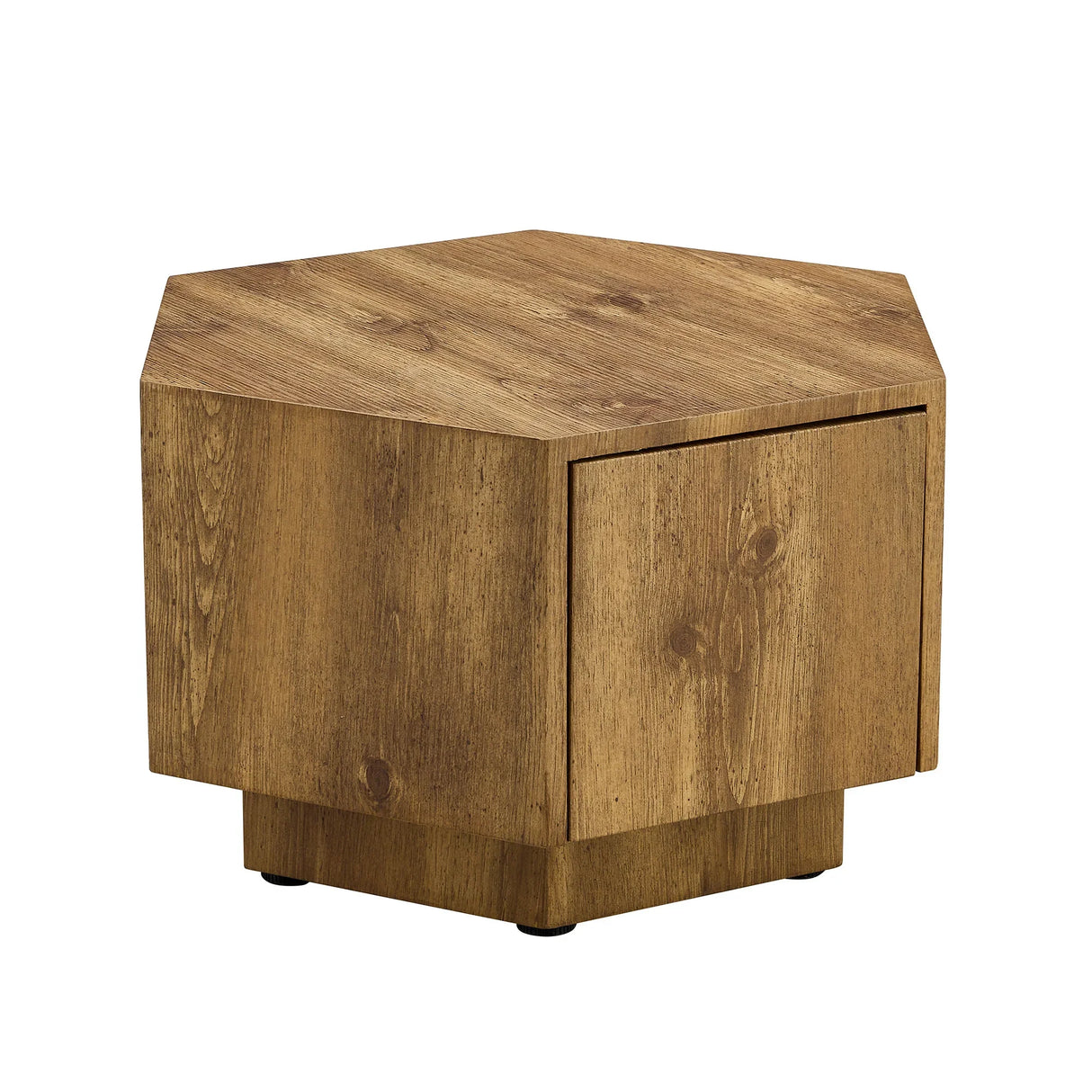 Coffee Table Hexagonal Drawer Unit Sleek Natural Wood - Furniture Home Direct
