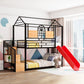 Metal Bunk Bed, Metal Housebed With Slide And Storage Stair - Furniture Home Direct
