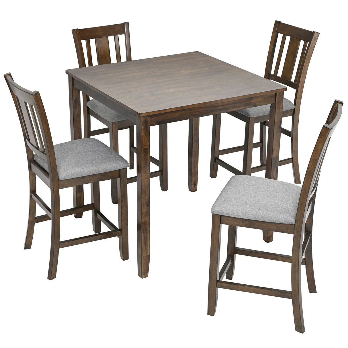 5 Pieces Dining Table Set, Counter Height Kitchen Table Set With Square Table And 4 Upholstered Chairs - Furniture Home Direct