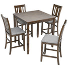 5 Pieces Dining Table Set, Counter Height Kitchen Table Set With Square Table And 4 Upholstered Chairs - Furniture Home Direct