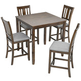 5 Pieces Dining Table Set, Counter Height Kitchen Table Set With Square Table And 4 Upholstered Chairs - Furniture Home Direct