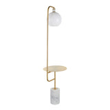 Symbol - Contemporary / Glam Floor Lamp Side Table - White Marble - Furniture Home Direct