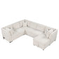 U-Shaped Sectional Sofa Pull Out Sofa Bed With Two USB Ports, Two Power Sockets, Three Back Pillows And A Storage Chaise For Living Room - Furniture Home Direct