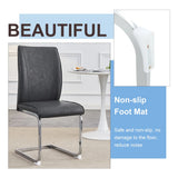Dining Chairs Cantilever Metal Frame Polished PU Dark Gray - Furniture Home Direct