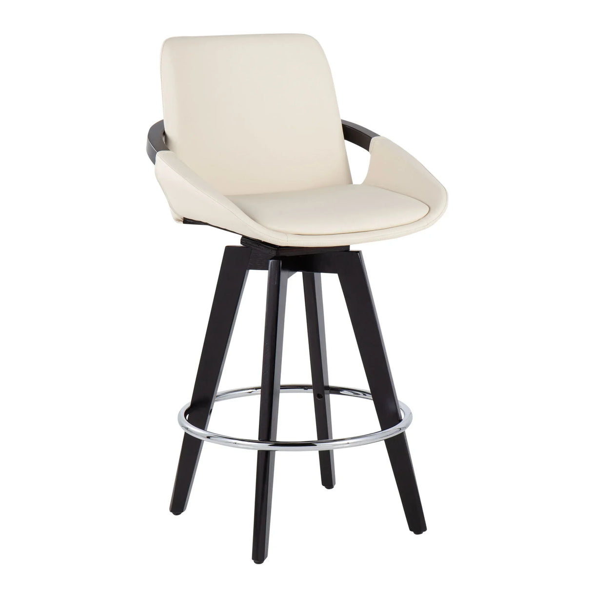 Cosmo - Contemporary Fixed Height Counter Stool With Swivel And Round Footrest (Set of 2) - Furniture Home Direct