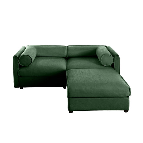 Contemporary Elegant White Chenille Sofa With Storage And Ottoman - Furniture Home Direct