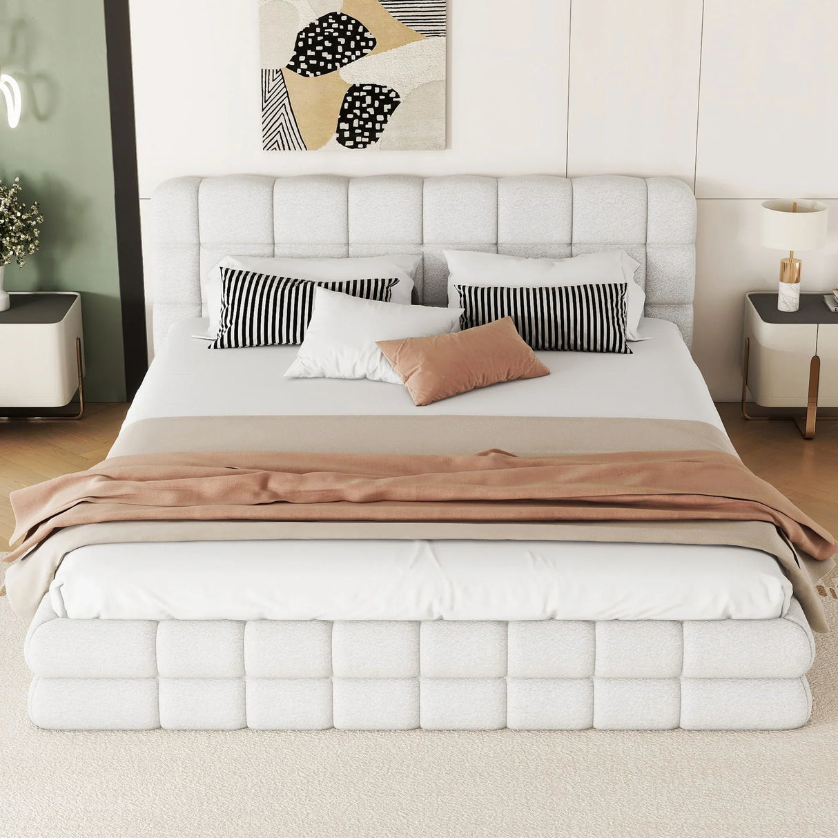 Upholstered Platform Bed With Headboard - Furniture Home Direct