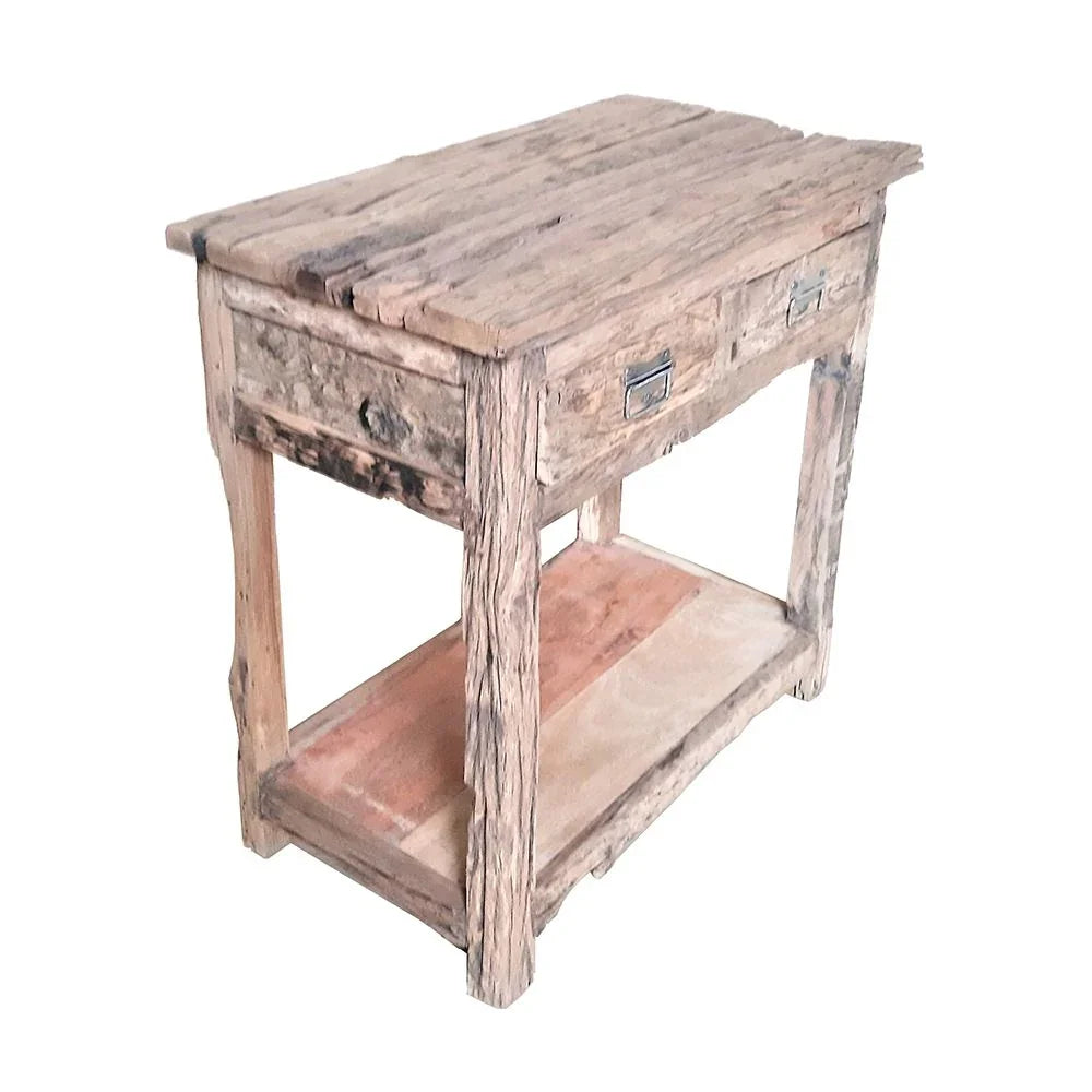 Rustic 2 Drawer Kitchen Island - Wood - Furniture Home Direct
