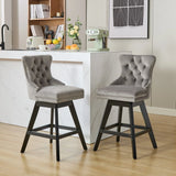 Counter Height Bar Stools Velvet Upholstery Tufted Gray - Furniture Home Direct