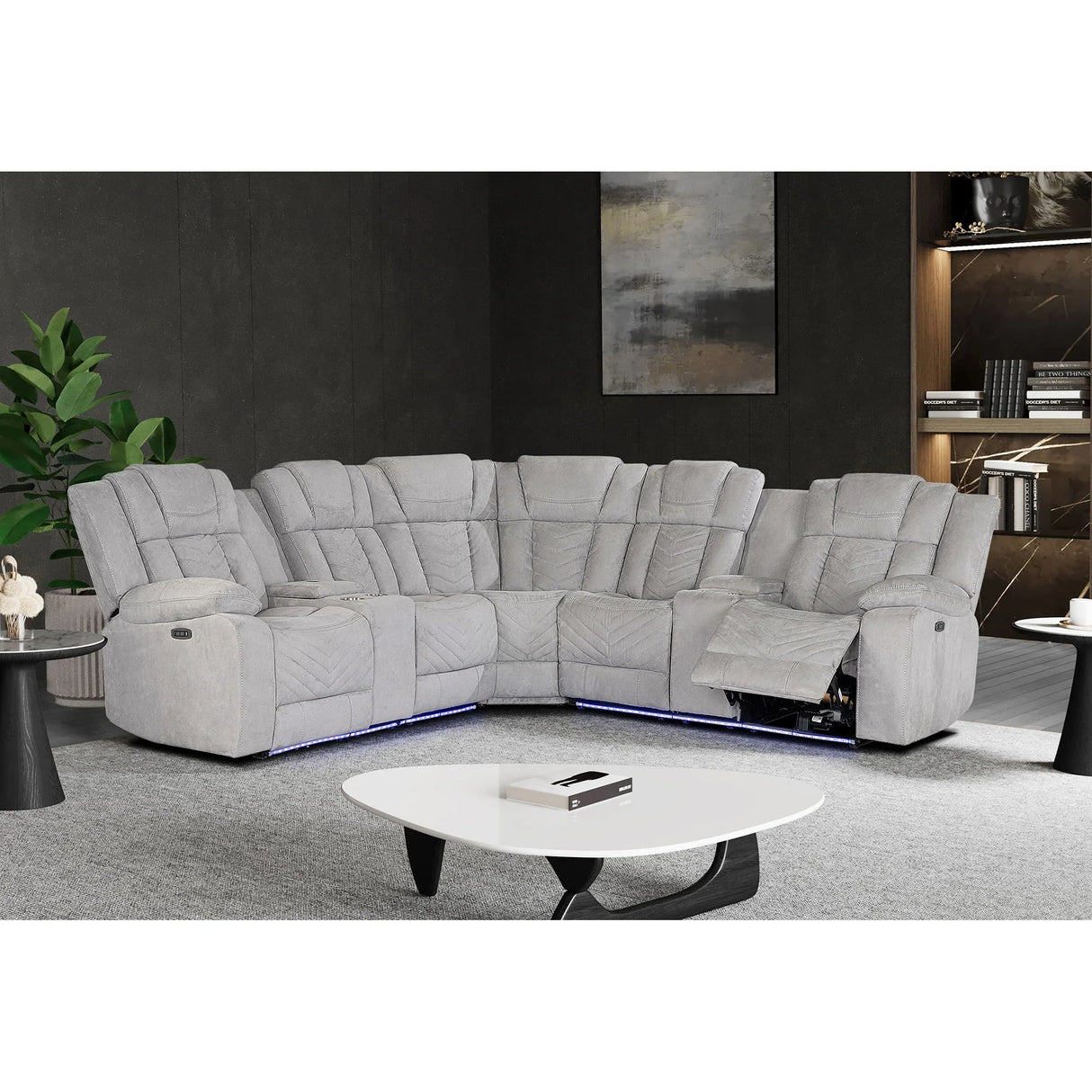 Raize Power Sectional - Ash - Furniture Home Direct
