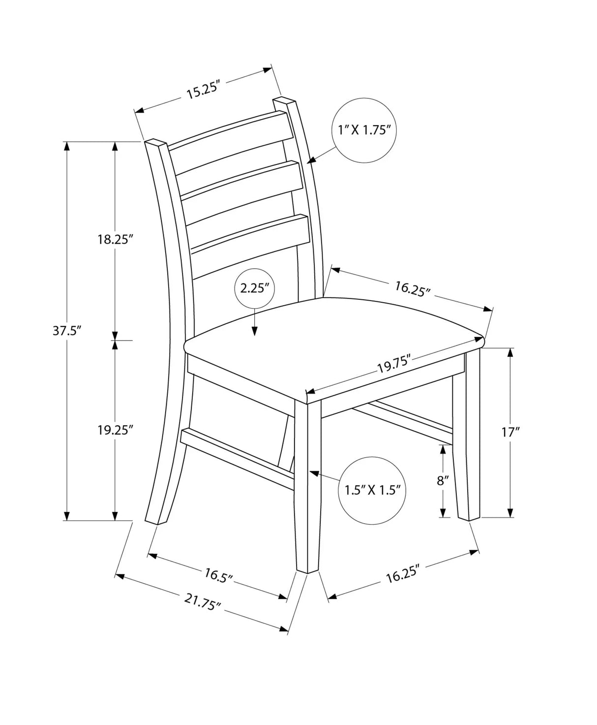 Dining Chair, Dining Room, Side, Upholstered, Transitional (Set of 2) - Black - Furniture Home Direct