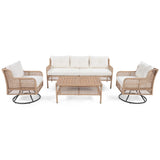 4 Piece Outdoor Patio Set with Swivel Chairs - Beige - Furniture Home Direct
