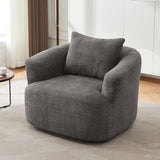 360° Swivel Barrel Sofa Chair With Throw Pillow, Chenille Upholstered Accent Chair - Furniture Home Direct