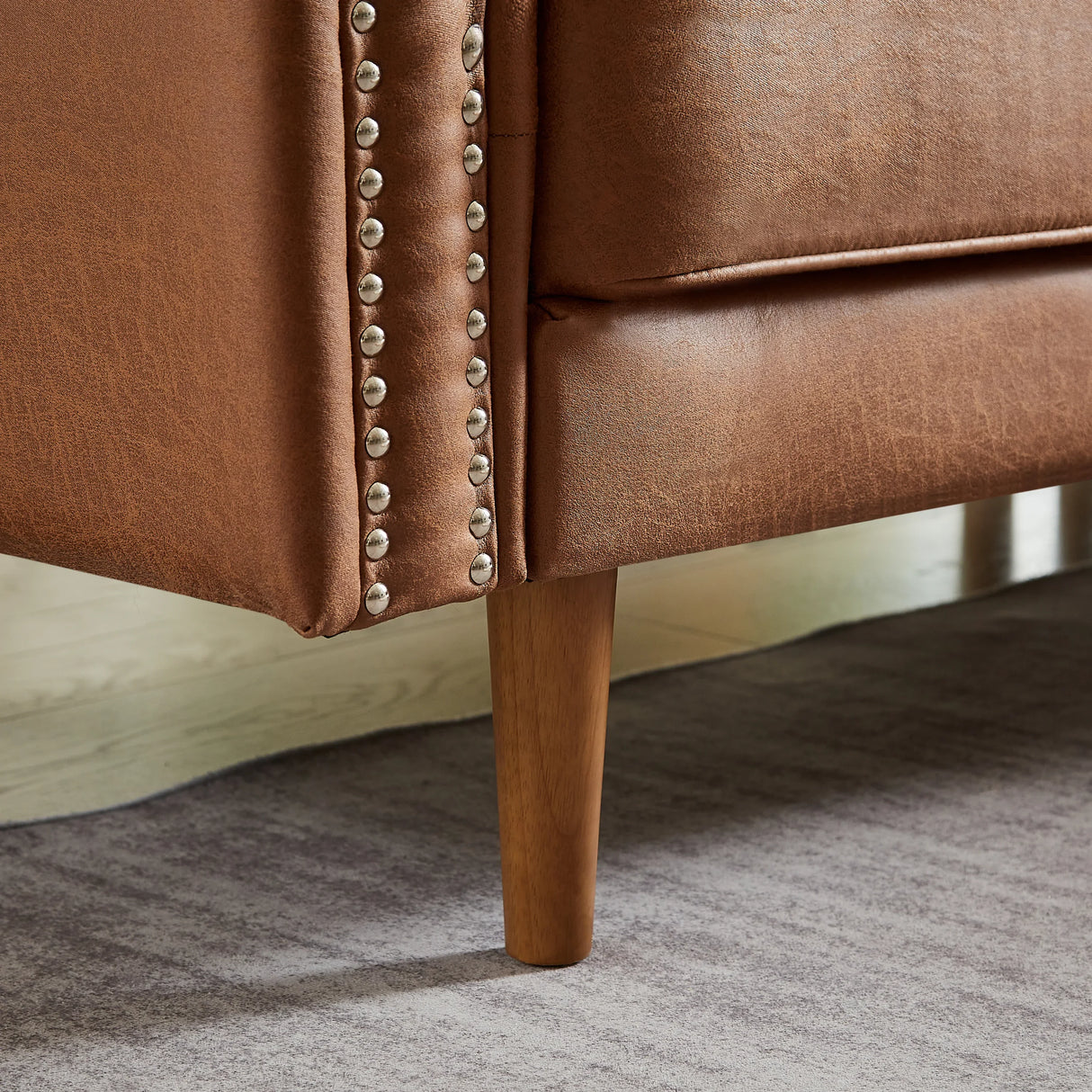 82.2" Suede Sofa with Left Facing Chaise, Brown - Furniture Home Direct